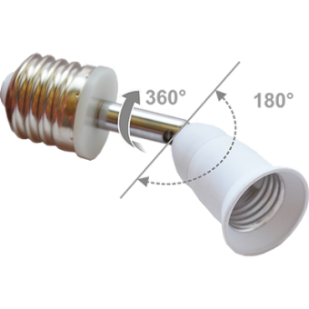 Ecola base Переходник с цоколя E27 на E27 на шарнире 360°/180° 45мм без выключателя Белый, A7T17WEAY