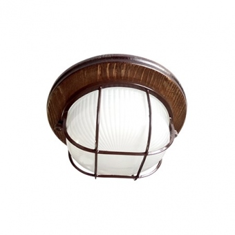 Ecola GX53 LED НБО-03-60-022 светильник Круг накладной IP65 дерево Орех 1*GX53 матовый с решеткой 220х84, TP53R5ECA