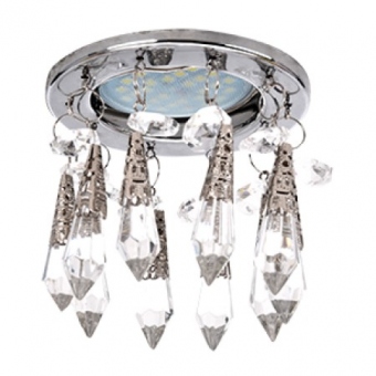 Ecola MR16 CR1004 GU5.3 Glass Стекло Круг "Восточный стиль" на коротком подвесе Прозрачный / Хром 84x100, FM16RVECB