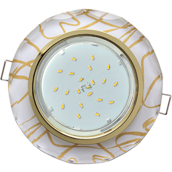 Ecola GX53 H4 5313 Glass Стекло Круг с вогнутыми гранями золото - золото на белом 38x126 (к+), FG53RCECH