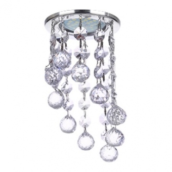 Ecola MR16 CR1007 GU5.3 Glass Стекло Круг с большими хруст. на подвесе "под скос" Прозрачный / Хром 84x170, FU16RVECB